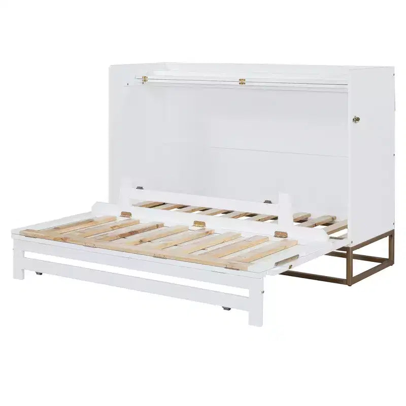Lit mural escamotable Queen Murphy Bed avec pieds dorés, lit armoire queen size pliant pour chambre d'amis/bureau