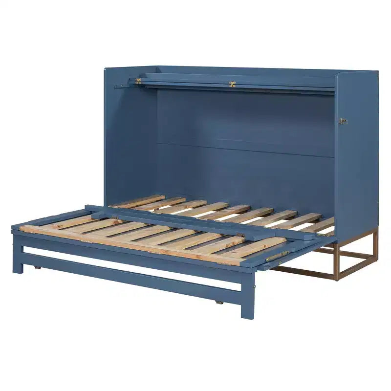 Lit mural escamotable Queen Murphy Bed avec pieds dorés, lit armoire queen size pliant pour chambre d'amis/bureau