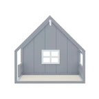 Lit de sol pleine grandeur pour enfants, lit Montessori en bois avec clôture et lumière LED, lit cabane pleine grandeur avec fenêtre et toit pour filles et garçons