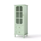 Homy Casa Buffet Haut de Cuisine avec Portes Vitrées et Tiroirs, Pieds en Bois Massif, pour Salle à Manger ou Salon