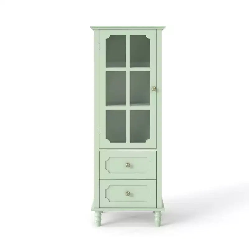 Homy Casa Buffet Haut de Cuisine avec Portes Vitrées et Tiroirs, Pieds en Bois Massif, pour Salle à Manger ou Salon