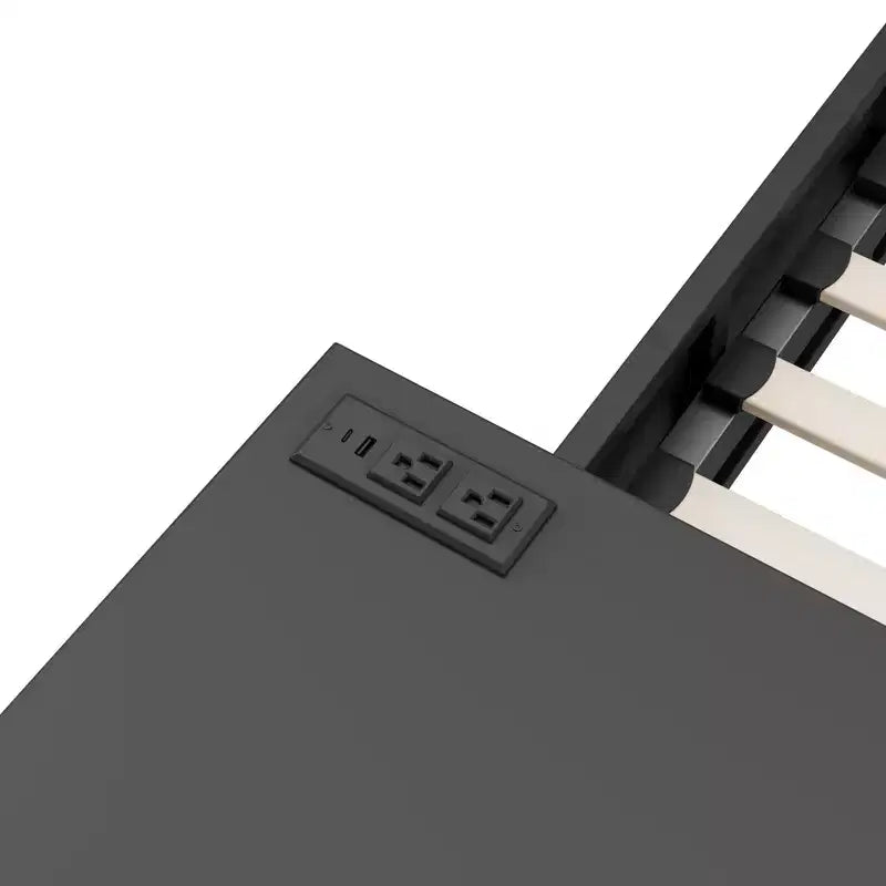 Lit de jeu double/complet avec bureau et tête de lit LED, lit de jeu en métal avec tiroirs de rangement pour enfants et adultes, noir