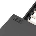 Lit de jeu double/complet avec bureau et tête de lit LED, lit de jeu en métal avec tiroirs de rangement pour enfants et adultes, noir