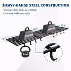 Étagères murales de garage, lot de 2 de 60x120cm, crochets inclus, système d'organisation murale pour garage, étagères de rangement, étagères flottantes, capacité de 90 kg