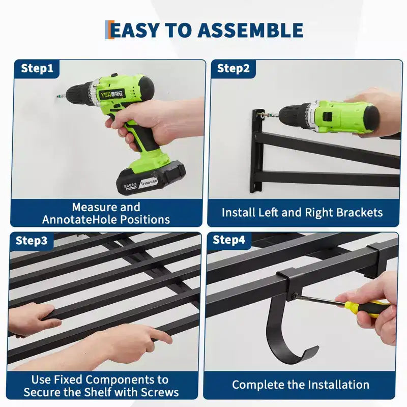 Étagères murales de garage, lot de 2 de 60x120cm, crochets inclus, système d'organisation murale pour garage, étagères de rangement, étagères flottantes, capacité de 90 kg