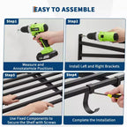 Étagères murales de garage, lot de 2 de 60x120cm, crochets inclus, système d'organisation murale pour garage, étagères de rangement, étagères flottantes, capacité de 90 kg