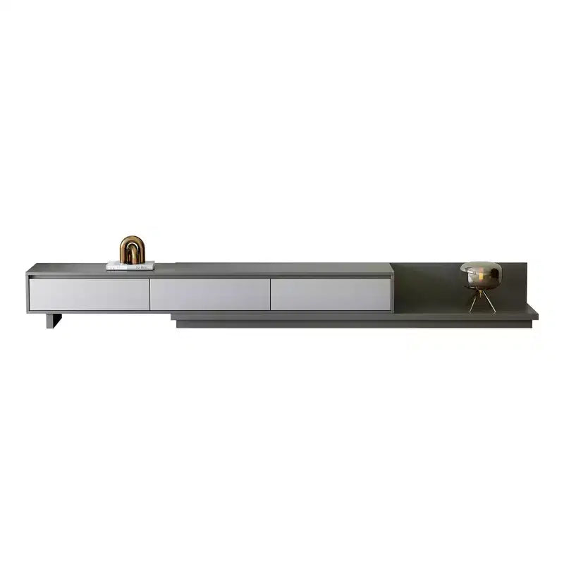 Meuble TV contemporain extensible Luck Live 78,7, d'une largeur maximale de 141,7, avec 3 tiroirs de rangement