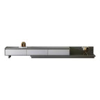 Meuble TV contemporain extensible Luck Live 78,7, d'une largeur maximale de 141,7, avec 3 tiroirs de rangement