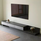 Meuble TV contemporain extensible Luck Live 78,7, d'une largeur maximale de 141,7, avec 3 tiroirs de rangement