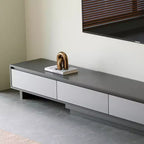 Meuble TV contemporain extensible Luck Live 78,7, d'une largeur maximale de 141,7, avec 3 tiroirs de rangement