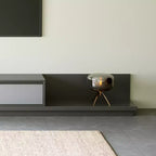 Meuble TV contemporain extensible Luck Live 78,7, d'une largeur maximale de 141,7, avec 3 tiroirs de rangement