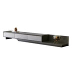 Meuble TV contemporain extensible Luck Live 78,7, d'une largeur maximale de 141,7, avec 3 tiroirs de rangement