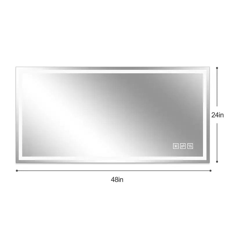 GDFStudio Corin Miroir de salle de bain LED anti-buée moderne 48 po avec design à bords droits, 3 couleurs et gradation à 5 niveaux
