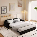 MAYEERTY Canapé-lit escamotable Queen 66, canapé-lit convertible 3-en-1 avec rangement latéral, causeuse multifonctionnelle en velours pour salon et chambre à coucher