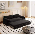 MAYEERTY Canapé-lit escamotable Queen 66, canapé-lit convertible 3-en-1 avec rangement latéral, causeuse multifonctionnelle en velours pour salon et chambre à coucher
