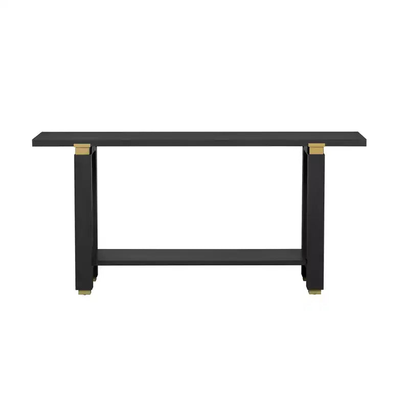 Console Minimaliste avec Rangement, Table d'Entrée en Bois avec Étagère Ouverte, Table de Couloir Style Ferme