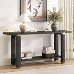 Console Minimaliste avec Rangement, Table d'Entrée en Bois avec Étagère Ouverte, Table de Couloir Style Ferme