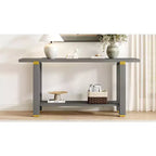 Console Minimaliste avec Rangement, Table d'Entrée en Bois avec Étagère Ouverte, Table de Couloir Style Ferme