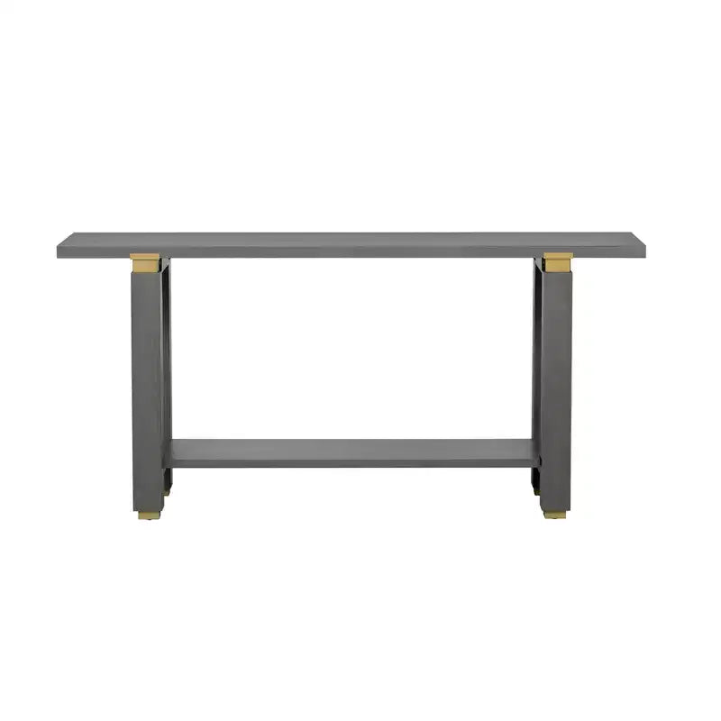 Console Minimaliste avec Rangement, Table d'Entrée en Bois avec Étagère Ouverte, Table de Couloir Style Ferme