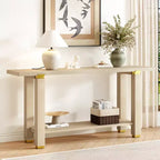Console Minimaliste avec Rangement, Table d'Entrée en Bois avec Étagère Ouverte, Table de Couloir Style Ferme