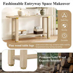 Console Minimaliste avec Rangement, Table d'Entrée en Bois avec Étagère Ouverte, Table de Couloir Style Ferme