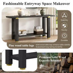 Console Minimaliste avec Rangement, Table d'Entrée en Bois avec Étagère Ouverte, Table de Couloir Style Ferme