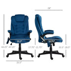 Fauteuil de bureau de direction 6 points chauffant, fauteuil de bureau de massage vibrant à dossier haut en velours