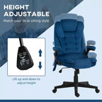 Fauteuil de bureau de direction 6 points chauffant, fauteuil de bureau de massage vibrant à dossier haut en velours