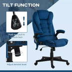 Fauteuil de bureau de direction 6 points chauffant, fauteuil de bureau de massage vibrant à dossier haut en velours