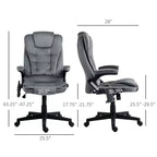 Fauteuil de bureau de direction 6 points chauffant, fauteuil de bureau de massage vibrant à dossier haut en velours