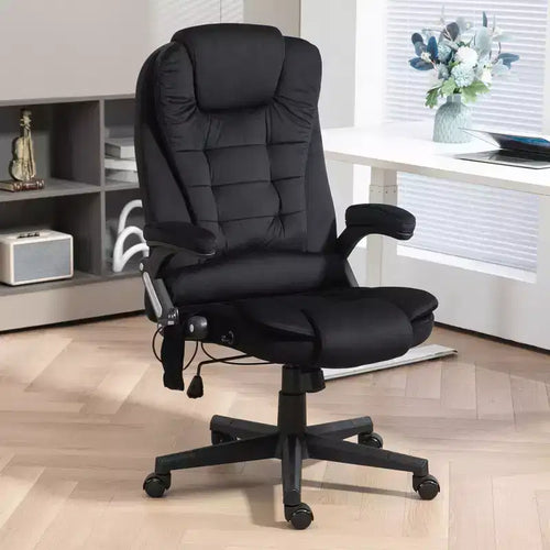 Fauteuil de bureau de direction 6 points chauffant, fauteuil de bureau de massage vibrant à dossier haut en velours