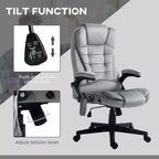 Fauteuil de bureau de direction 6 points chauffant, fauteuil de bureau de massage vibrant à dossier haut en velours
