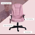 Fauteuil de bureau de direction 6 points chauffant, fauteuil de bureau de massage vibrant à dossier haut en velours