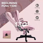 Fauteuil de bureau de direction 6 points chauffant, fauteuil de bureau de massage vibrant à dossier haut en velours