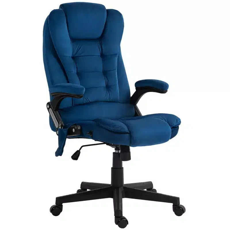 Fauteuil de bureau de direction 6 points chauffant, fauteuil de bureau de massage vibrant à dossier haut en velours
