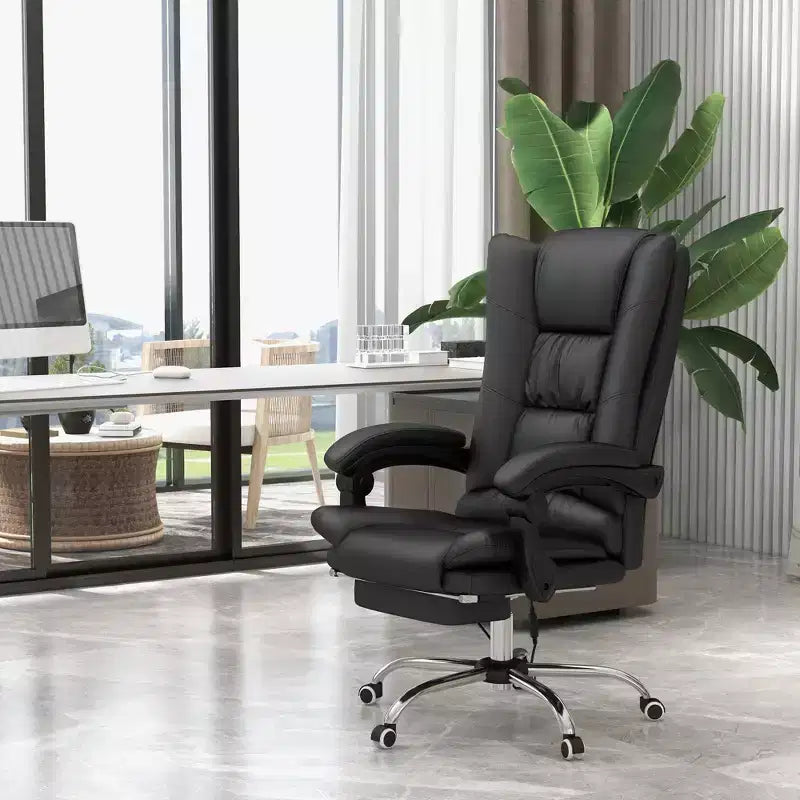 Fauteuil de bureau de direction en similicuir avec 4 vibrations, chaise de bureau d'ordinateur, fauteuil inclinable chauffant avec hauteur réglable, roulettes pivotantes