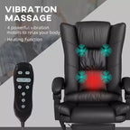 Fauteuil de bureau de direction en similicuir avec 4 vibrations, chaise de bureau d'ordinateur, fauteuil inclinable chauffant avec hauteur réglable, roulettes pivotantes