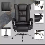 Fauteuil de bureau de direction en similicuir avec 4 vibrations, chaise de bureau d'ordinateur, fauteuil inclinable chauffant avec hauteur réglable, roulettes pivotantes