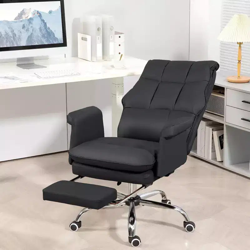 Fauteuil de bureau de direction en cuir PU, ergonomique et inclinable avec repose-pieds