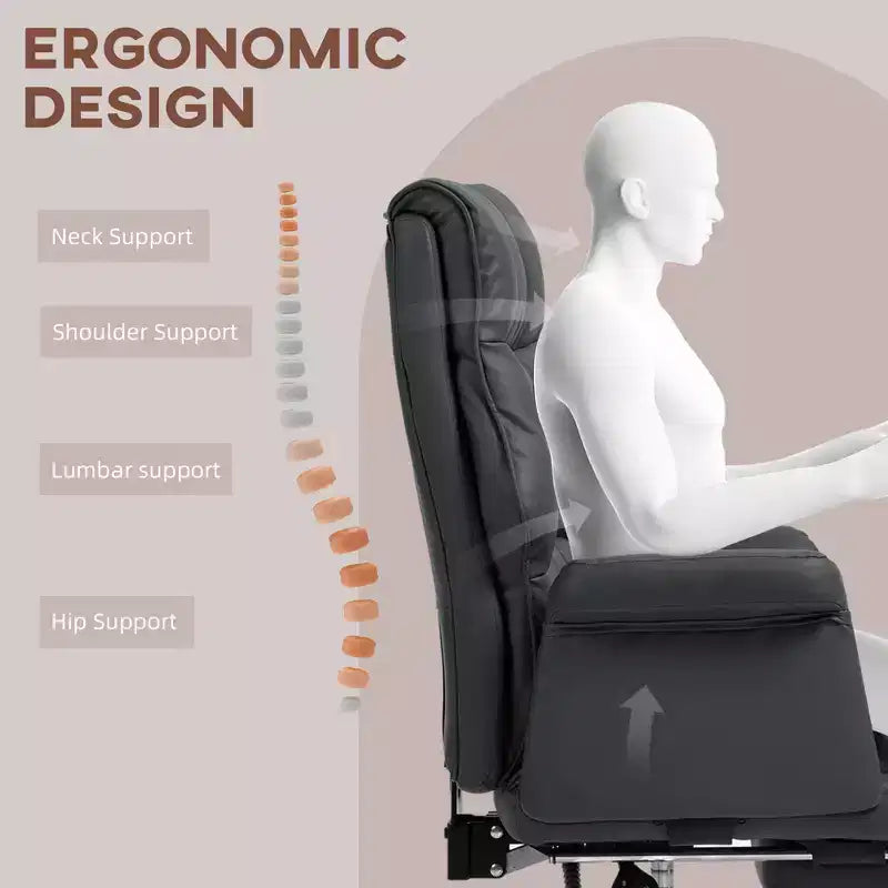 Fauteuil de bureau de direction en cuir PU, ergonomique et inclinable avec repose-pieds