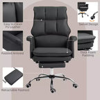 Fauteuil de bureau de direction en cuir PU, ergonomique et inclinable avec repose-pieds