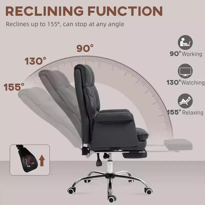Fauteuil de bureau de direction en cuir PU, ergonomique et inclinable avec repose-pieds