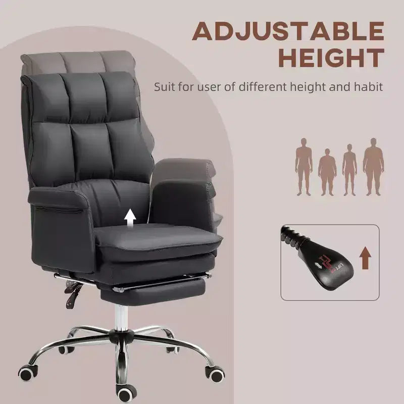 Fauteuil de bureau de direction en cuir PU, ergonomique et inclinable avec repose-pieds