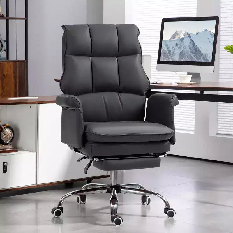 Fauteuil de bureau de direction en cuir PU, ergonomique et inclinable avec repose-pieds