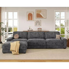 Dyonery 120 - Canapé modulaire sectionnel surdimensionné, canapé nuage en forme de L, ensemble confortable 4 places avec oreillers et pouf mobile, en chenille