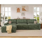 Dyonery 120 - Canapé modulaire sectionnel surdimensionné, canapé nuage en forme de L, ensemble confortable 4 places avec oreillers et pouf mobile, en chenille