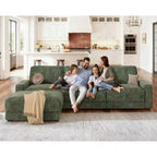 Dyonery 120 - Canapé modulaire sectionnel surdimensionné, canapé nuage en forme de L, ensemble confortable 4 places avec oreillers et pouf mobile, en chenille
