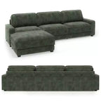 Dyonery 120 - Canapé modulaire sectionnel surdimensionné, canapé nuage en forme de L, ensemble confortable 4 places avec oreillers et pouf mobile, en chenille