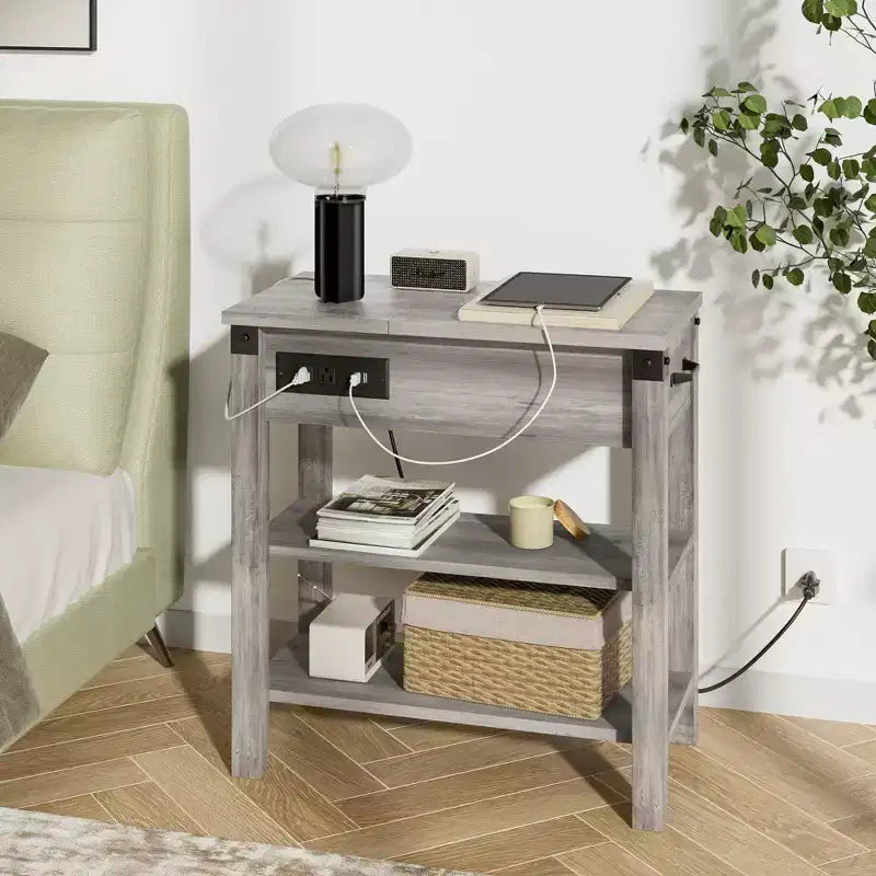 Table d'appoint à 3 niveauxTable de chevet étroite en bois avec tiroir, pour salon,