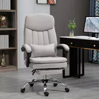 Fauteuil de bureau de direction avec massage vibrant, chaise de bureau pivotante en microfibre, fauteuil d'ordinateur inclinable chauffant avec coussin de soutien lombaire, repose-pieds